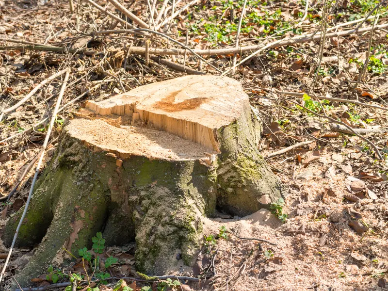 What equipment is used for stump grinding?