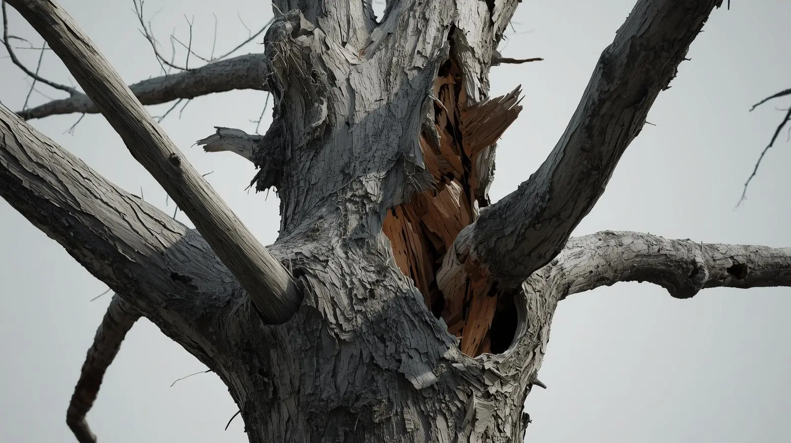 Damaged tree in an Oklahoma City yard posing safety risks to property and residents