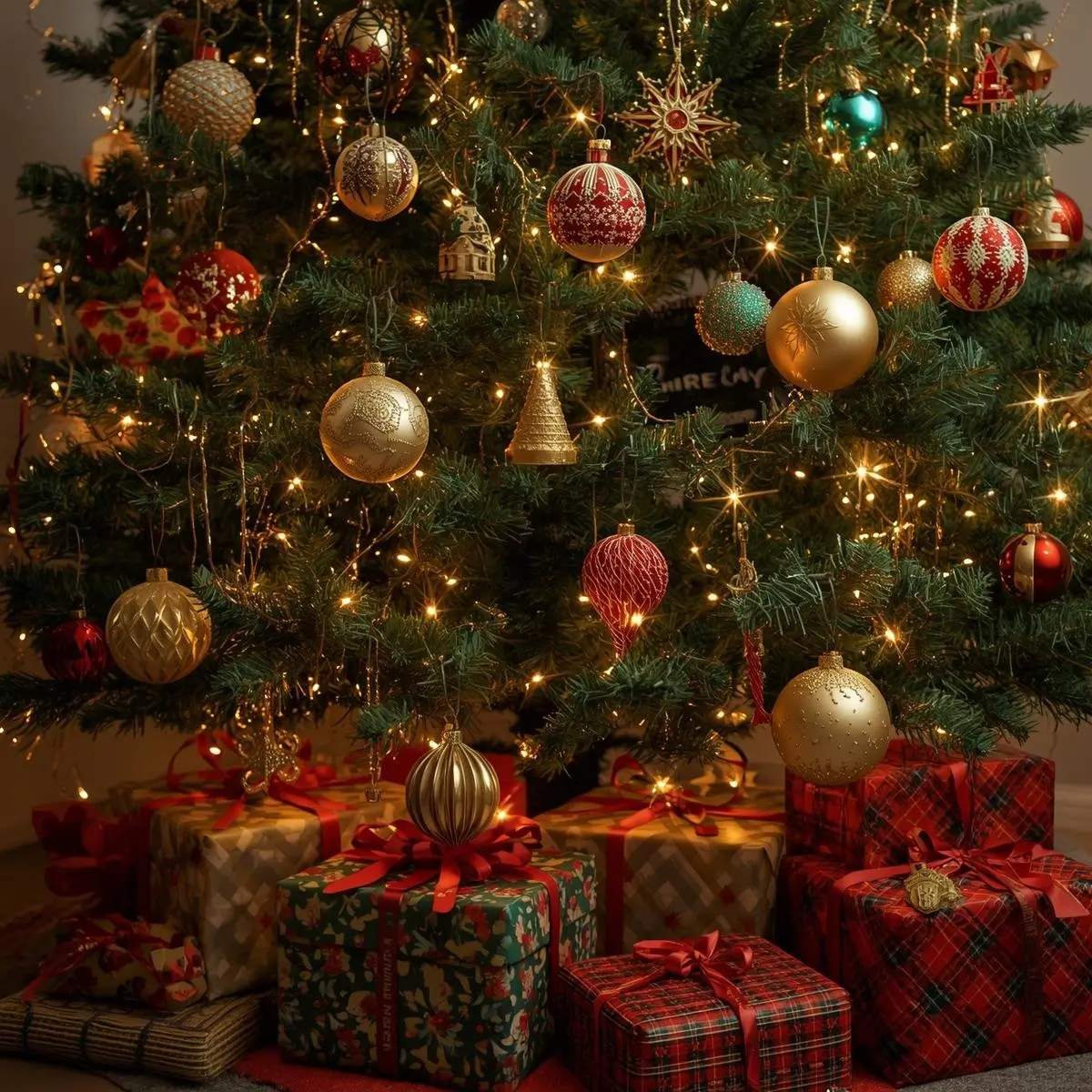 Artificial Christmas tree with realistic green branches, perfect eco-friendly holiday decoration alternative to real trees.