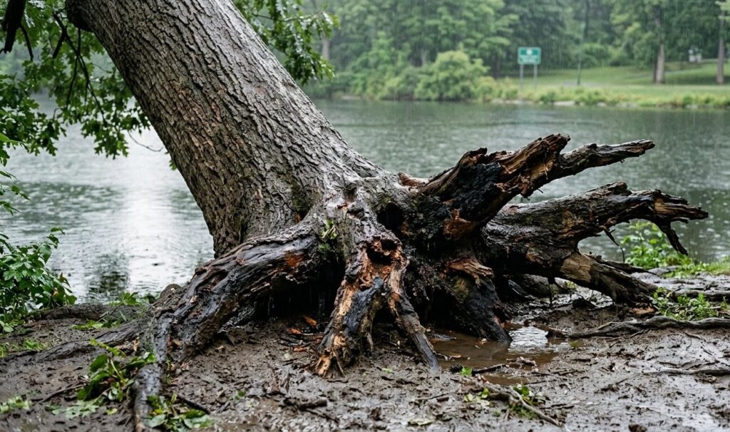 tree root damage near Buckingham Lake Albany NY